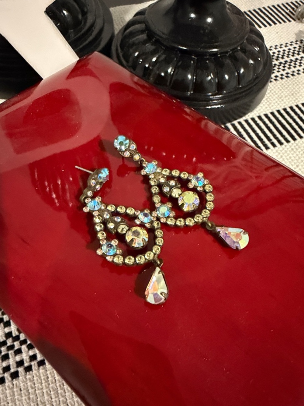 Sorrelli Aurora Iridescent Crystal Teardrop Chandelier Earrings - Gold Tone
